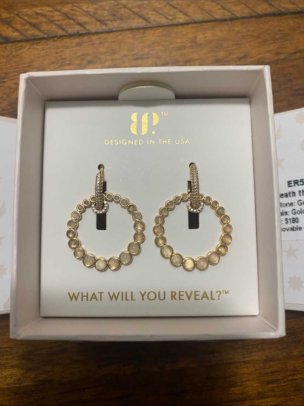 Bomb Party Halo Earrings - Genuine Moonstone - Gold - Beneath The Same Sky
